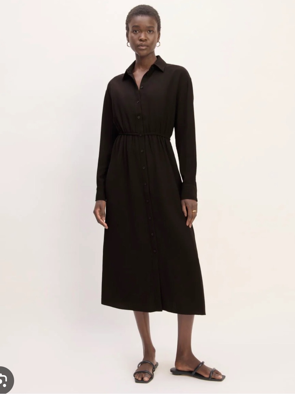 The Mini Jacquard Stripe Shirt Dress |
Black